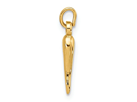 14k Yellow Gold Polished Hollow  Italian Horn Pendant