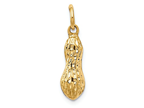 14k Yellow Gold Textured Peanut Charm Pendant