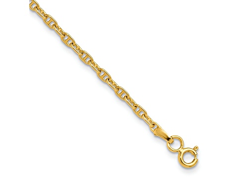 14k Yellow Gold 2.35mm Mariners Link Chain Bracelet