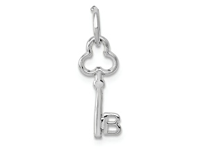 Rhodium Over 14k White Gold Key Letter B Initial Charm