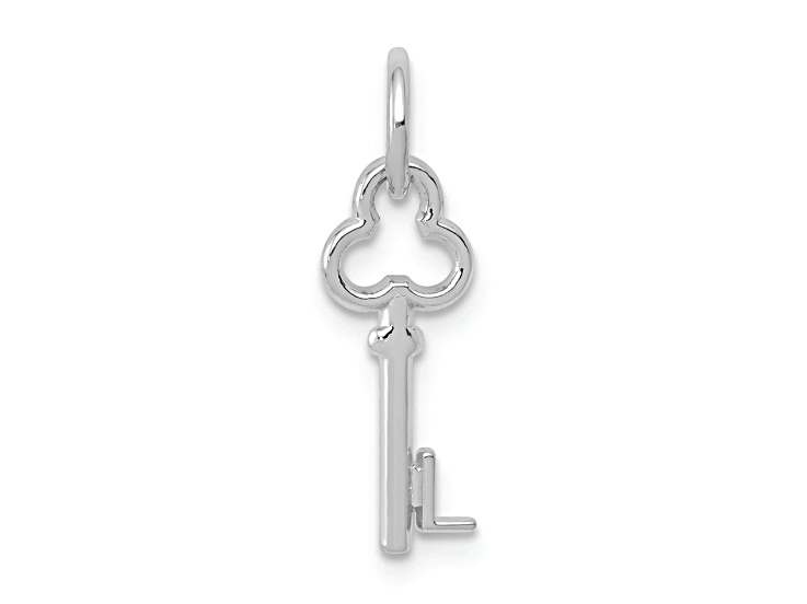 Rhodium Over 14k White Gold Key Letter L Initial Charm