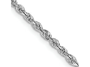 Rhodium Over 10k White Gold 2mm Solid Diamond-Cut Quadruple Rope 16 Inch Chain