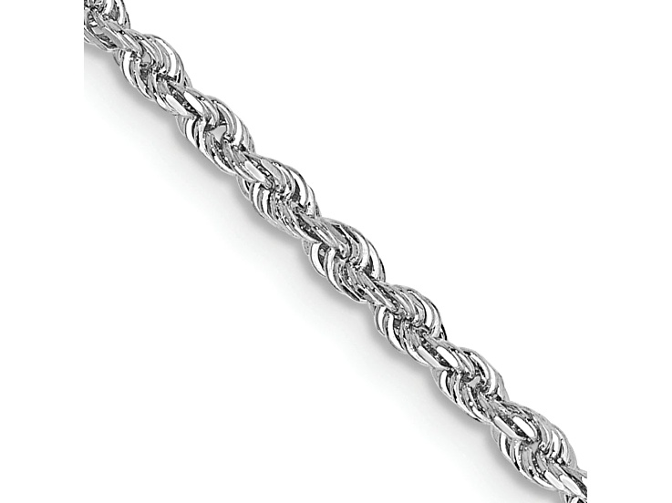 Rhodium Over 10k White Gold 2mm Solid Diamond-Cut Quadruple Rope 30 Inch Chain