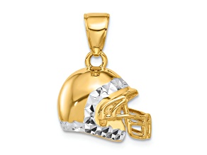 14k Two-tone Gold Diamond-Cut 3D Football Helmet Pendant