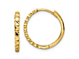 14k Yellow Gold 5/8" Diamond-cut Hinged Hoop Earrings