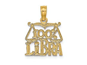 14k Yellow Gold Textured 100% Libra Zodiac Charm