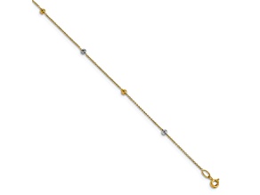 14K Two-Tone Polished Diamond-cut with 1-inch Extension Anklet