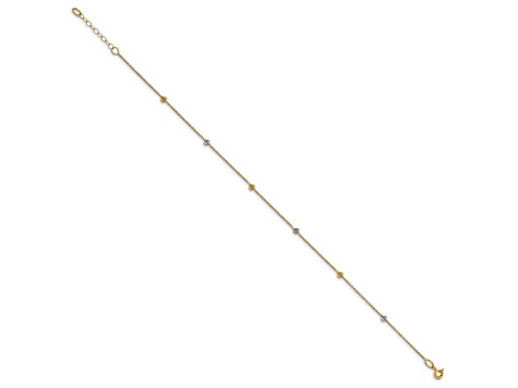 14K Two-Tone Polished Diamond-cut with 1-inch Extension Anklet