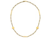 14K Yellow Gold Polished Paperclip Link with Circles and Bars 18-inch Necklace