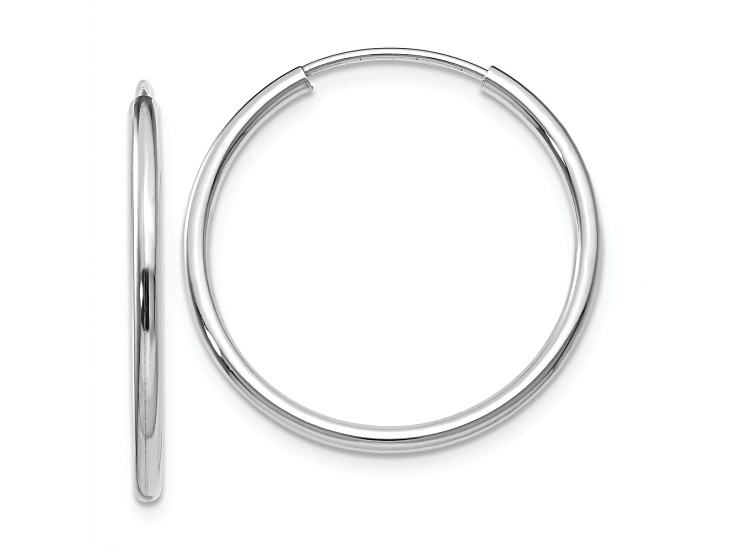 Rhodium Over 14k White Gold 13/16 inch Polished Endless Hoop Earrings