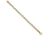 14K Two-tone Yellow and White Gold 6.5mm Hand-Polished Fancy Link Bracelet