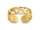 14K Yellow Gold Diamond Cut " X" and Heart Toe Ring