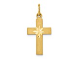 14k Yellow Gold Diamond-Cut and Brushed Small Cross Pendant