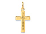 14k Yellow Gold Diamond-Cut and Brushed Small Cross Pendant