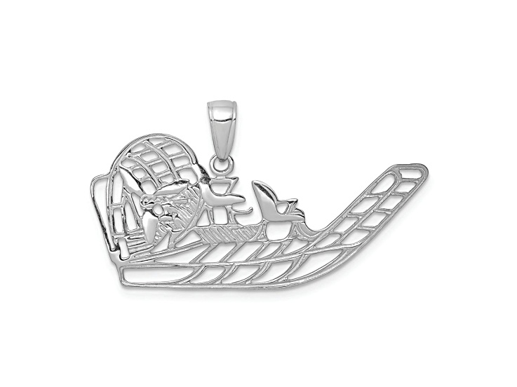 Rhodium over 14k White Gold Air Boat Pendant