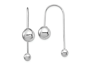 Rhodium Over 14k White Gold Bead with Screw End Threader Earrings