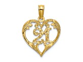 14k Yellow Gold Textured 21 In Heart Charm