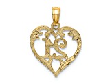 14k Yellow Gold Textured 21 In Heart Charm