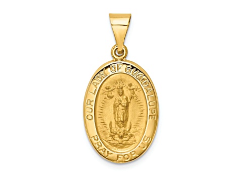 14k Yellow Gold Polished and Satin Our Lady Guadalupe Medal Pendant ...