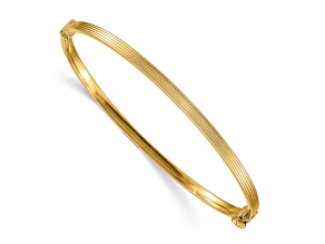 14K Yellow Gold Polished Textured Hinged Bangle Bracelet