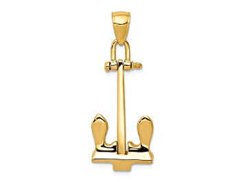 Picture of 14k Yellow Gold 3D T-Bar Style Anchor Pendant