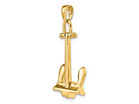 14k Yellow Gold 3D T-Bar Style Anchor Pendant