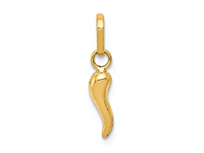 14k Yellow Gold 3D Italian Horn Pendant