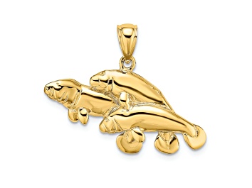 Picture of 14k Yellow Gold Polished 2D Three Manatees Charm