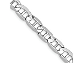 Rhodium over 14k White Gold Solid 5.25mm Concave Mariner 18 Inch Chain