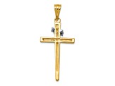 14K Yellow and White Gold Cross with Crown of Thorns Pendant