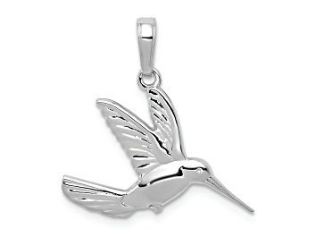Picture of 14K White Gold Polished Hummingbird in Flight Pendant