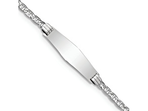 Rhodium Over 14k White Gold Soft Diamond Shape Mariner Link ID Bracelet