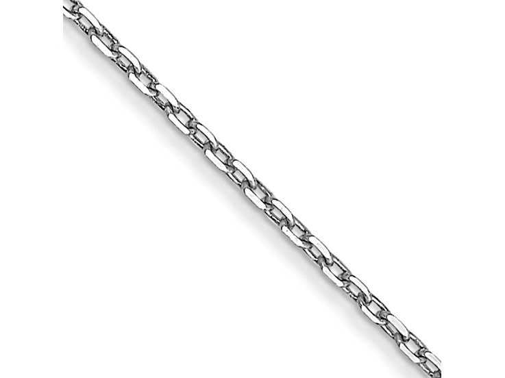 Rhodium Over 10k White Gold 0.8mm Solid Diamond-Cut Cable 18 Inch Chain ...