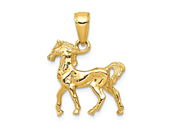 Picture of 14k Yellow Gold Solid 3D Polished Horse Pendant