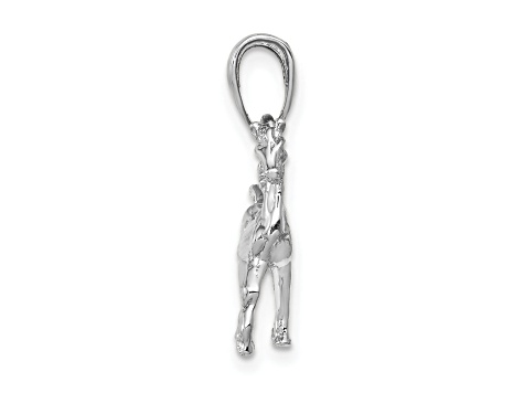 Rhodium Over 14k White Gold Solid 3D Polished Horse Pendant
