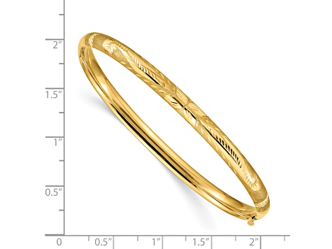 14k Yellow Gold Diamond-Cut and Brushed 5mm Oversize Florentine Hinged Bangle Bracelet