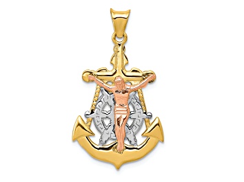 Picture of 14K Yellow, White and Rose Gold Mariner Crucifix Pendant
