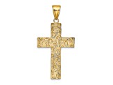 14K Yellow Gold Polished and Textured Nugget Style Cross Pendant