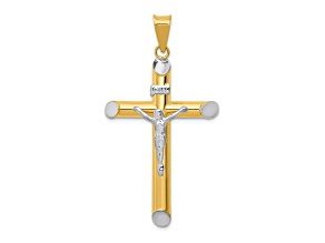 14K Yellow and White Gold with Rhodium INRI Crucifix Pendant