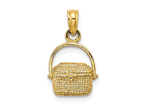 14k Yellow Gold Textured Nantucket Basket Pendant