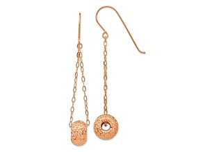 14k Rose Gold Chain with Diamond-Cut Puff Donut Bead Dangle Earrings