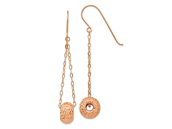 Picture of 14k Rose Gold Chain with Diamond-Cut Puff Donut Bead Dangle Earrings