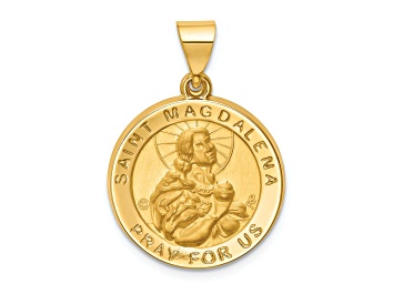 Picture of 14k Yellow Gold Polished and Satin Round Saint Magdalena Medal Pendant