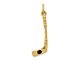 14k Yellow Gold Textured Hockey Stick with Enamel Charm Pendant