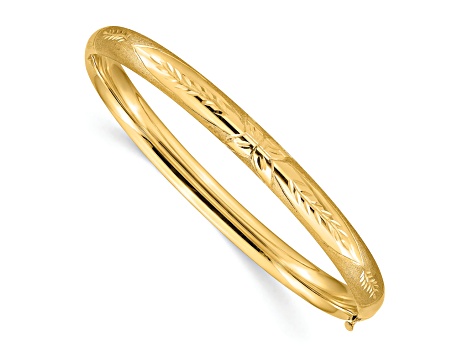 14K Yellow Gold 4/16 Florentine Hinged Bangle Bracelet