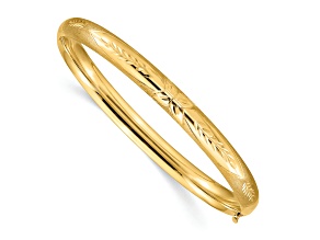 14K Yellow Gold 4/16 Florentine Hinged Bangle Bracelet
