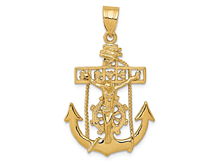 14K Yellow Gold Mariners Cross Pendant - 19L2FA | JTV