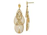 14K Yellow Gold Polished Diamond-cut Post Dangle Earrings