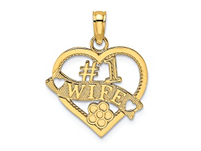 14K Yellow Gold Number 1 WIFE Heart Charm