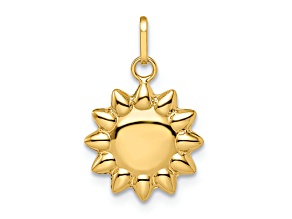 14k Yellow Gold Polished Puffed Sun Pendant